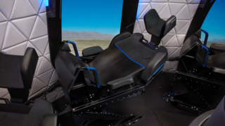 Ergonomiczne siedzisko Blue Origin: New Shepard z nożycowym mechanizmem amortyzacji