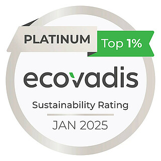 Godło przyznanego STILL certyfikatu EcoVadis Platinum 2025.